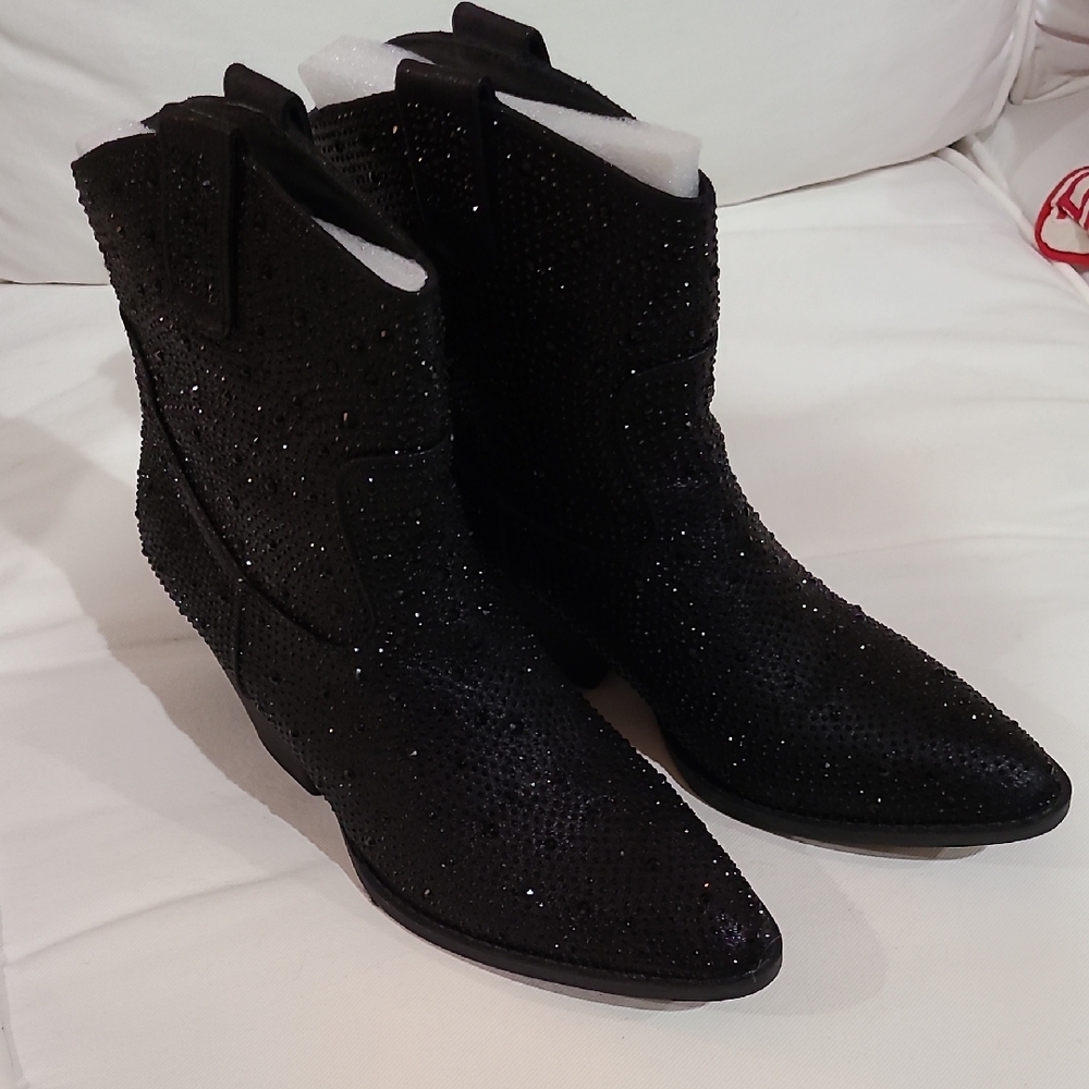 Forever Black Sparkle Ankle Boots